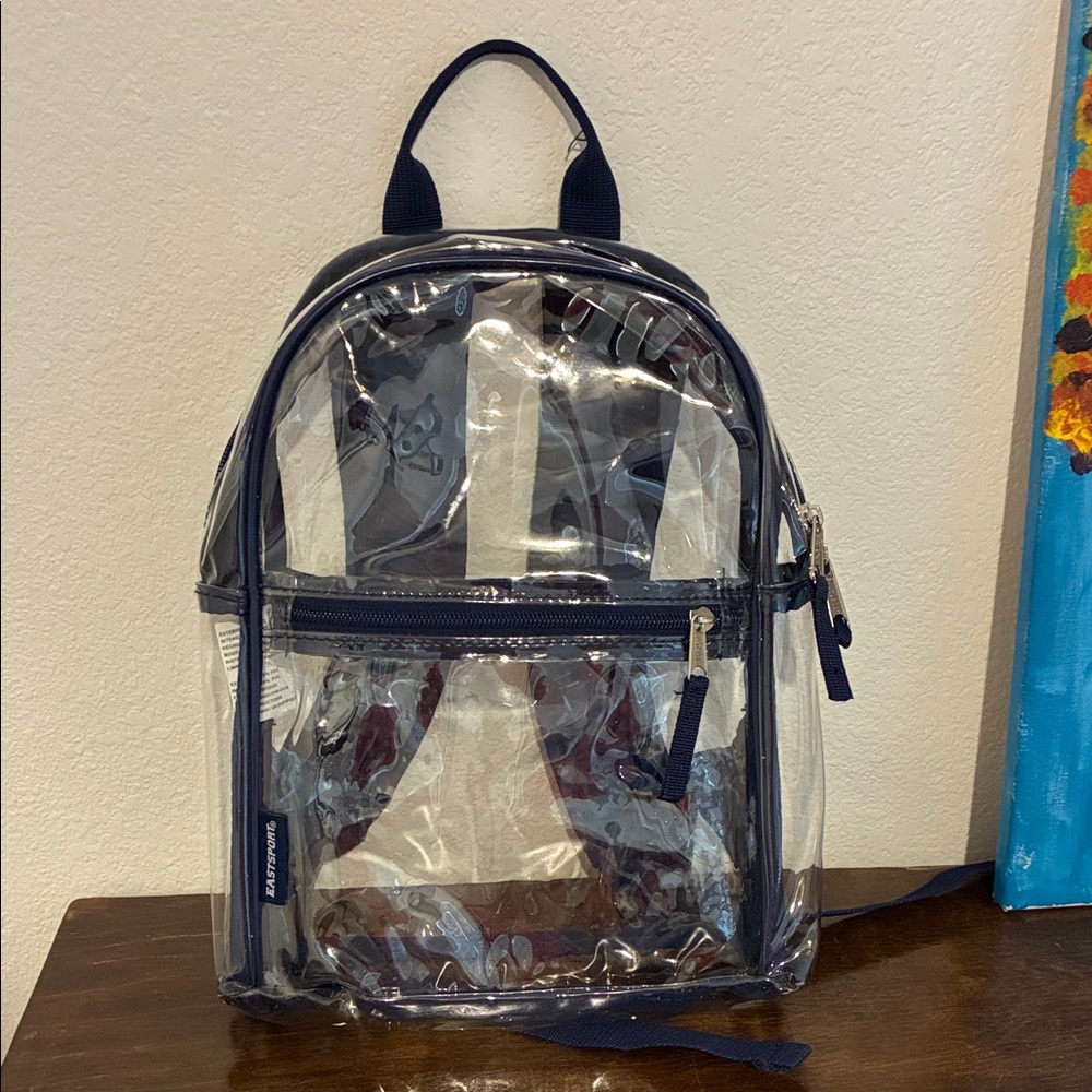 SOLD! Eastport Transparent Backpack with Dark Blue Accents